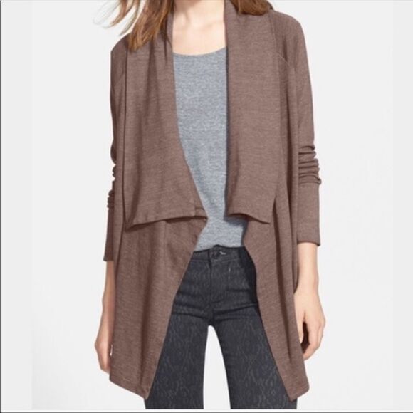 ✨HP✨Splendid Open Front Charcoal Gray Draped Cardigan✨ - Picture 1 of 5